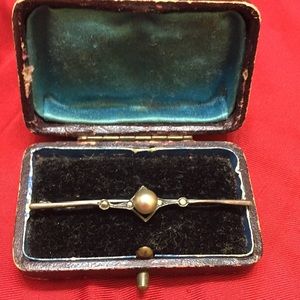 Antique pearl brooch and box